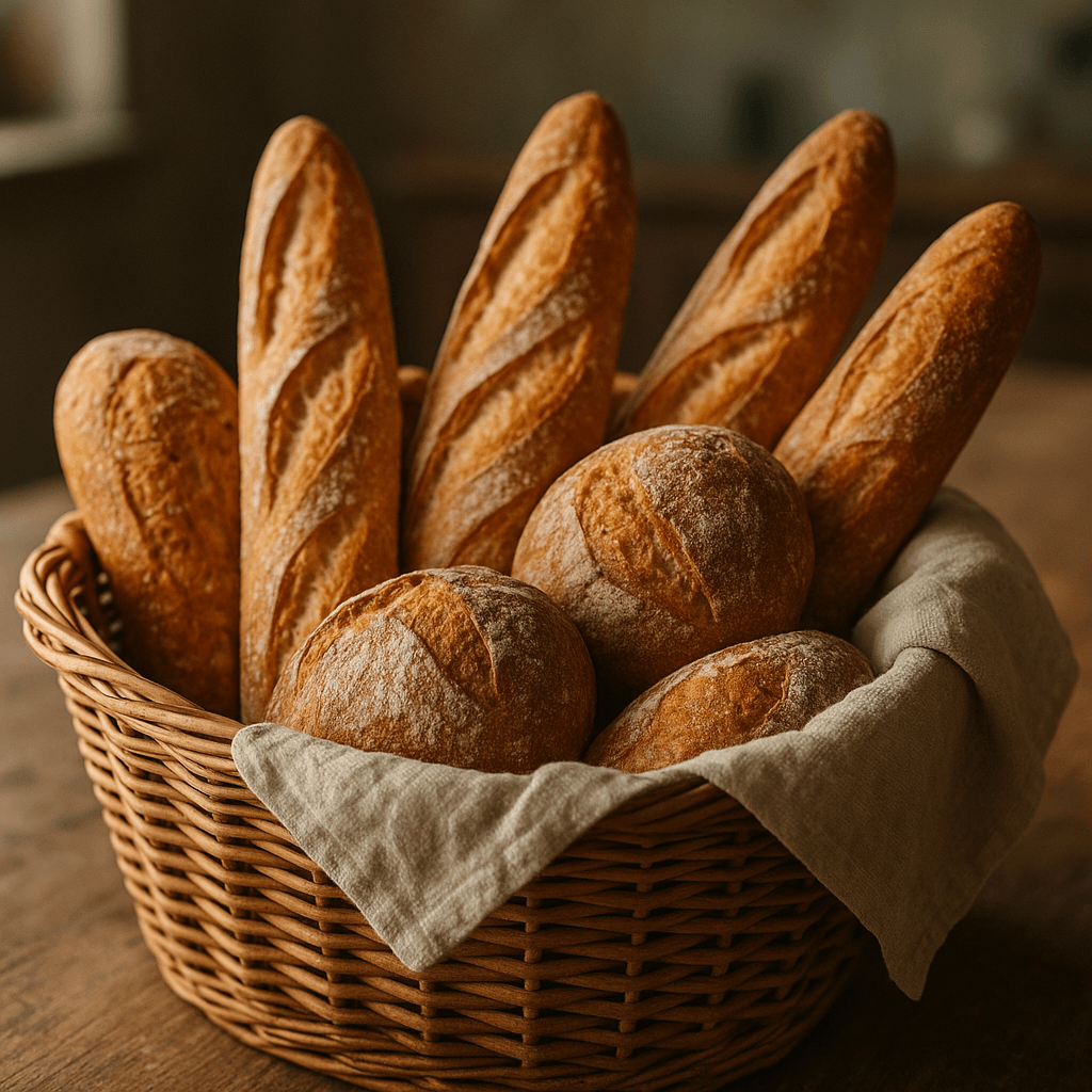 Frische Baguettes und Landbrot